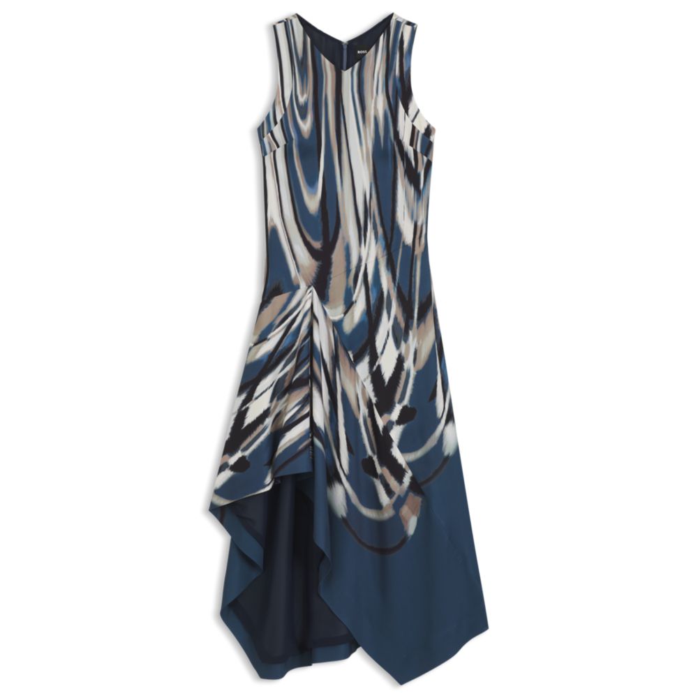 

Платье из печатного твила с асимметричным подолом BOSS, Patterned