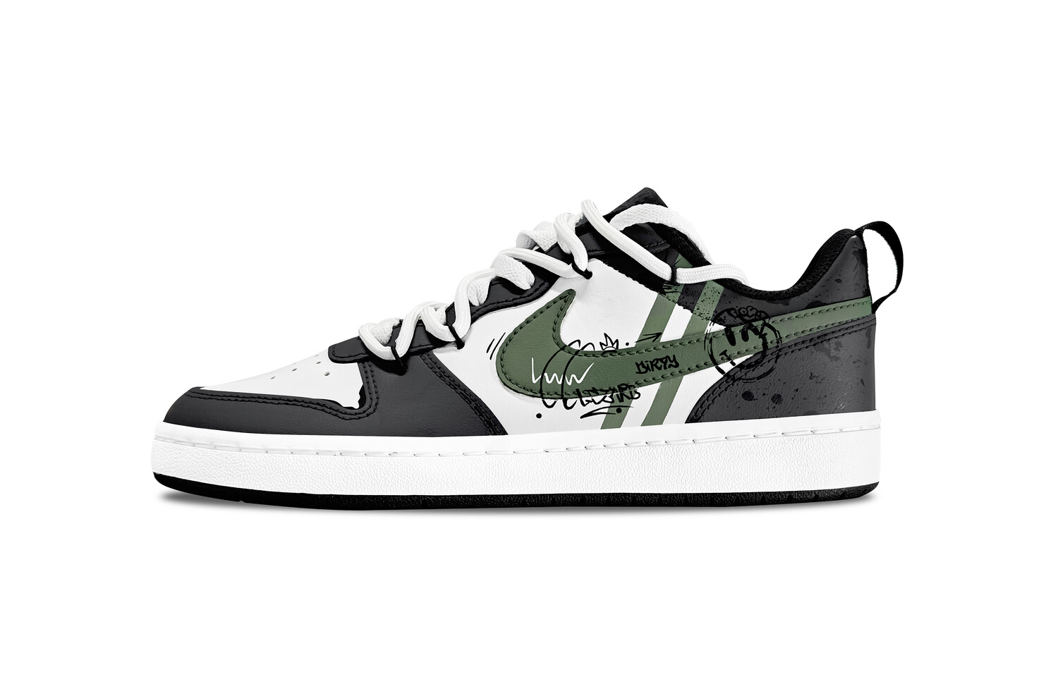 

Кроссовки Nike Court Borough Skateboarding Shoes Women's Low-top Green/Black/White, черный/белый