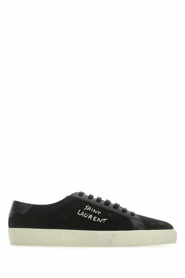 

Элегантные черные низкие кроссовки из парусины и кожи Saint Laurent