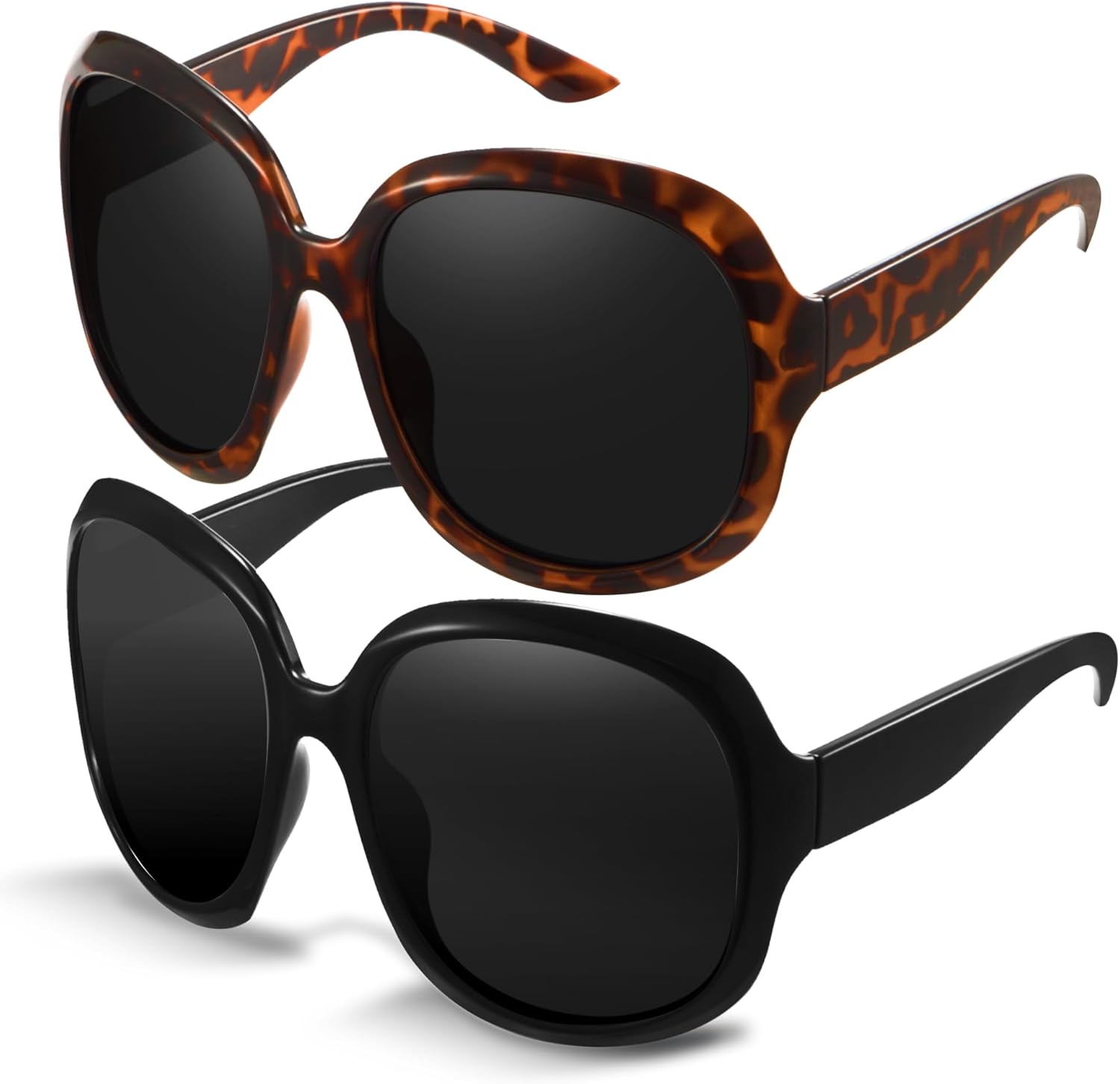 

Женские солнцезащитные очки Miyya Bug Eye Oversized Polarized Sunglasses, модные ретро-солнцезащитные очки для женщин 2025 года, большие очки с защитой от УФ-излучения, Black/Brown Tortoise