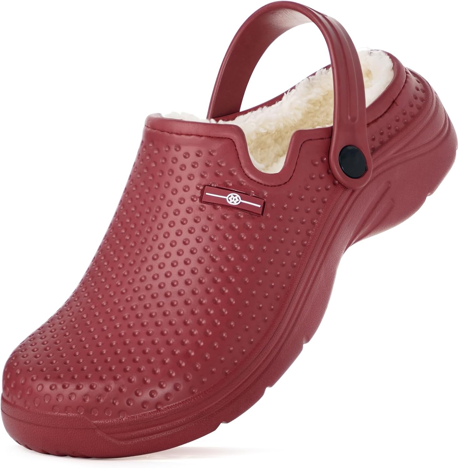 

Мужские и женские утепленные сабо, зимние водонепроницаемые тапочки, садовая обувь без задника, нескользящие домашние тапочки для дома и улицы с мягкой флисовой подкладкой Hsyooes, красный