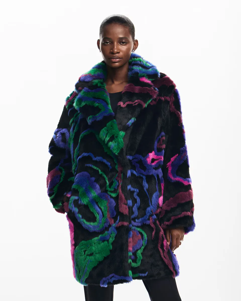 

Женская шуба с принтом и застежкой на пуговицы Desigual, черный