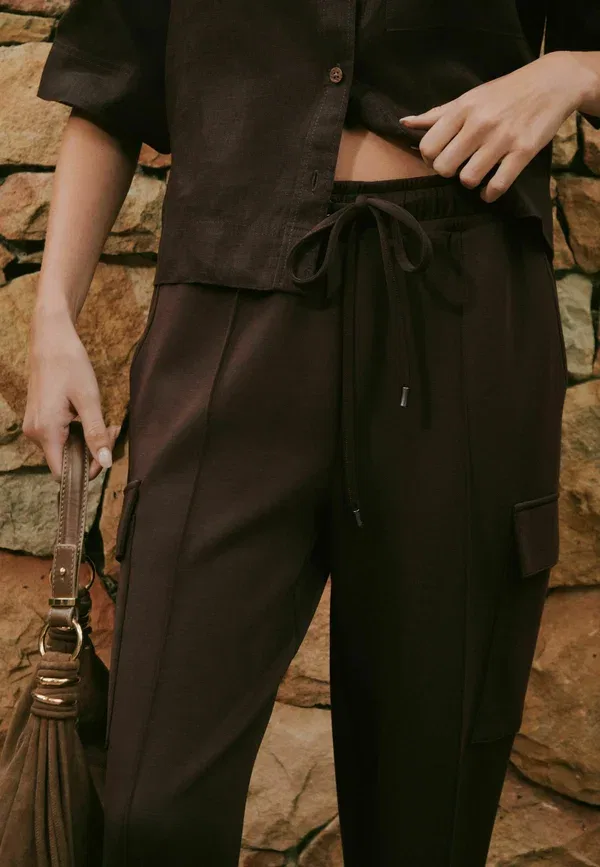 Штаны спортивные Next, Regular fit n. premium cargo pocket cuffed joggers, шоколадно-коричневый — фото 3