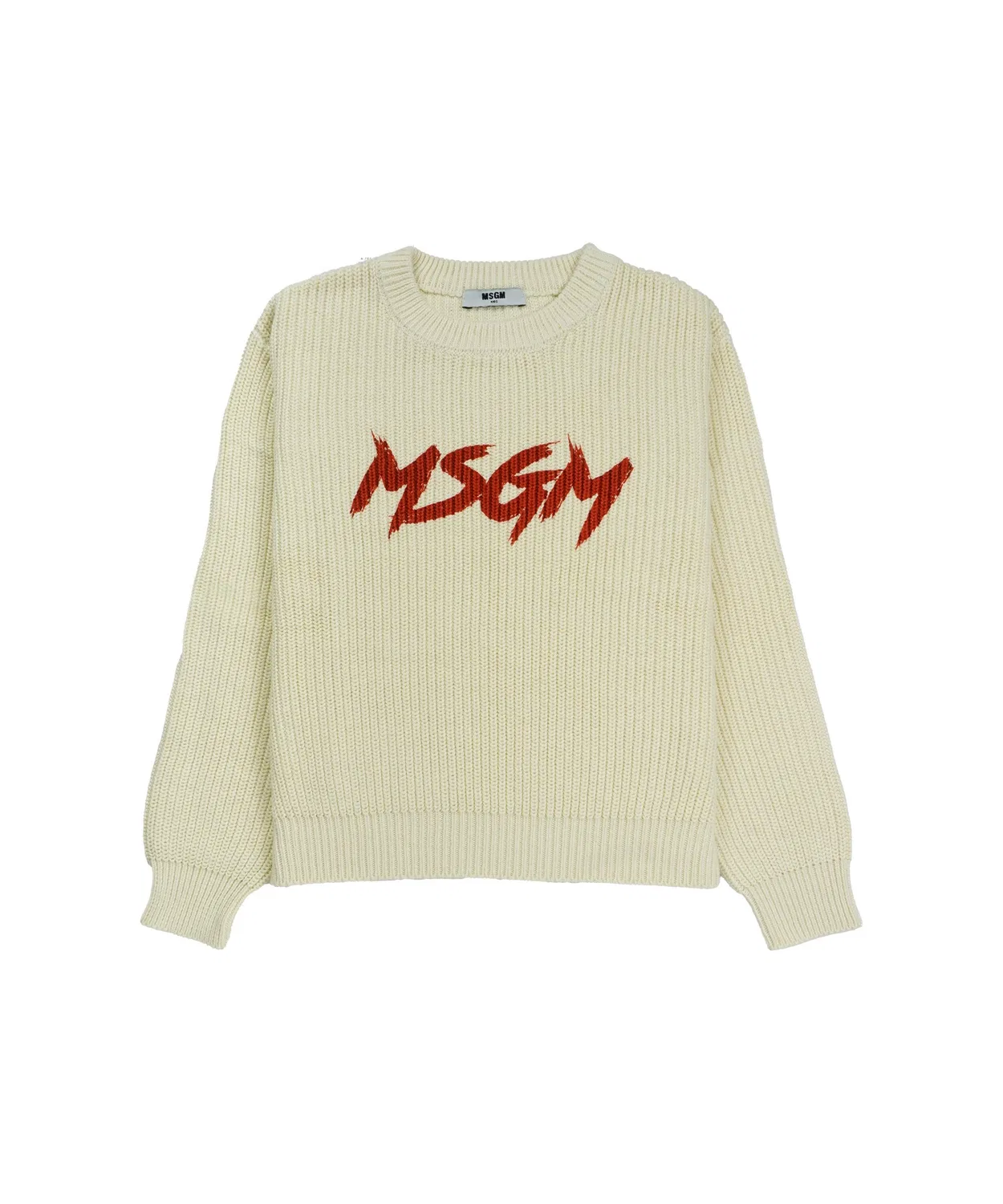 Свитер MSGM Kids с граффити-логотипом, хлопок, кремовый