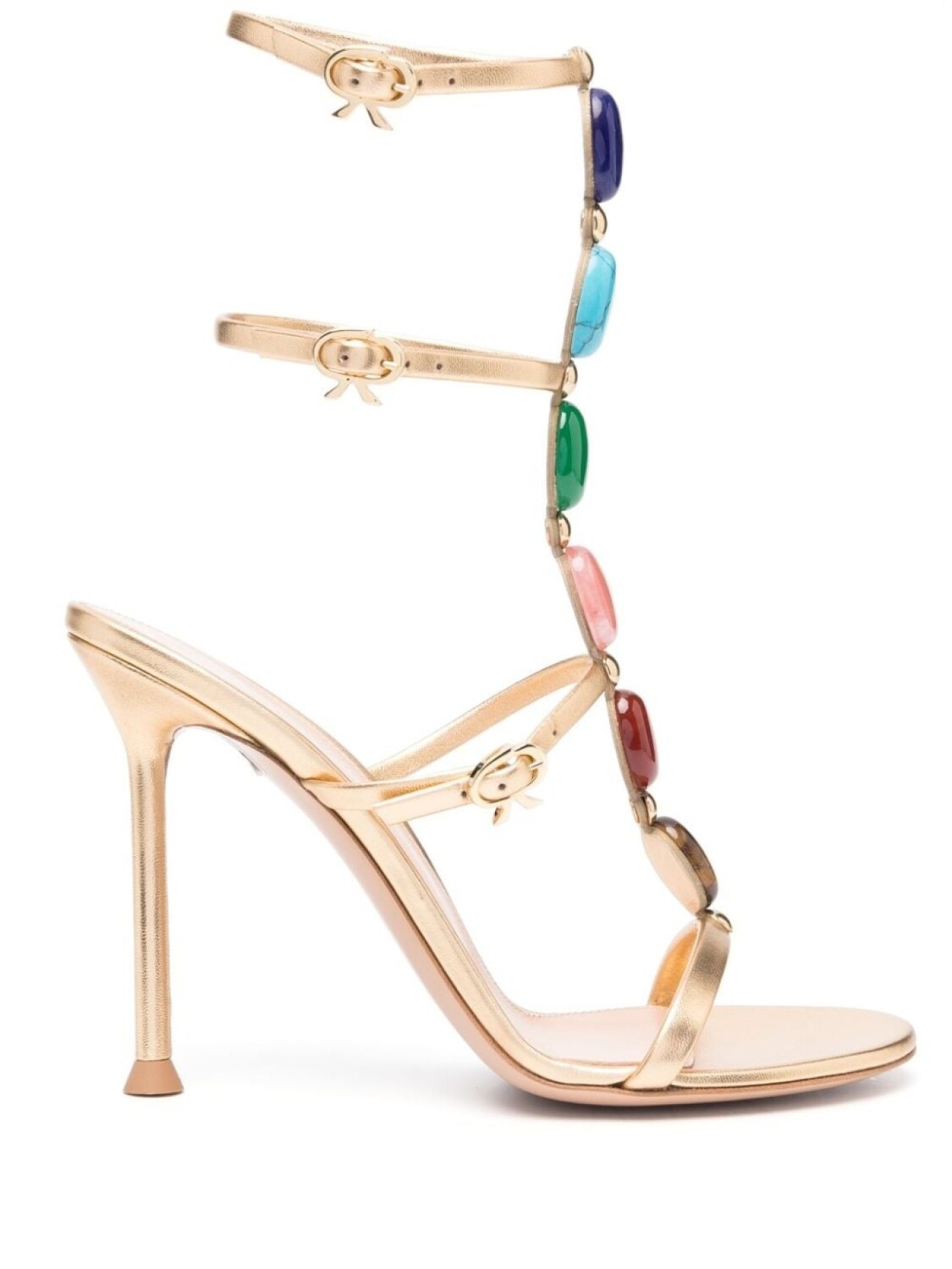 

Gianvito Rossi босоножки с ремешками и декоративными камнями, золотой