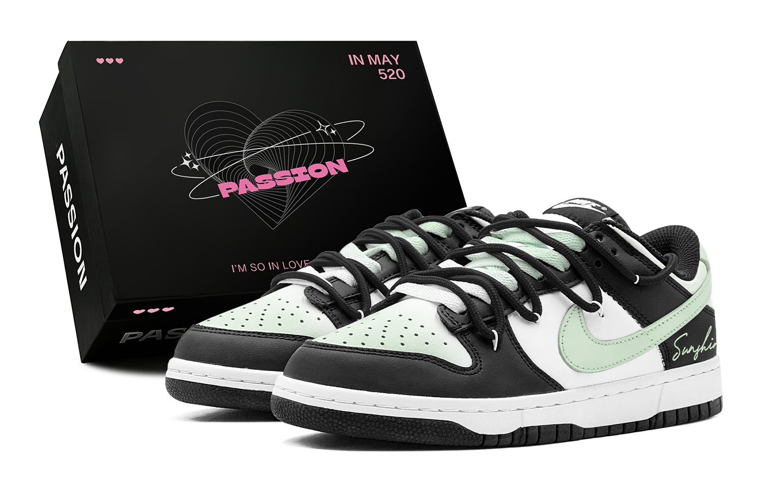 

Nike Кроссовки для скейтбординга Dunk Green Grape Jasmine с нескользящей подошвой, мужские, черные, белые, зеленые