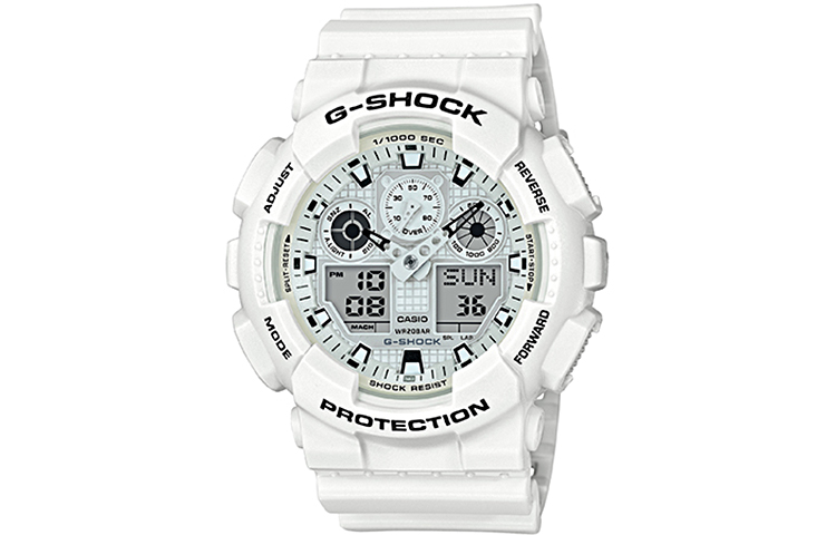

Мужские часы Casio GA-100MW-7A серии Liquid Crystal/Analog Dual Display белые