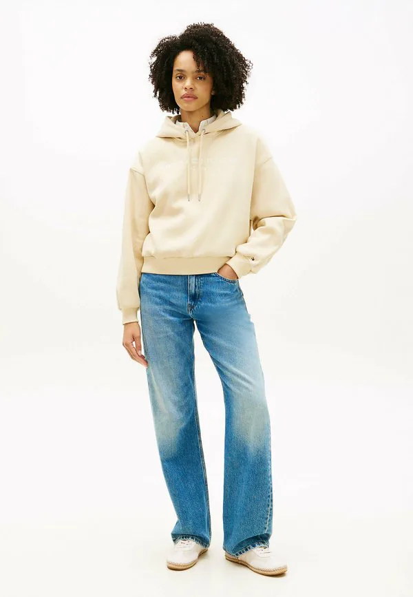 Толстовка с капюшоном из флиса с вышивкой логотипа, свободного кроя. Tommy Hilfiger, Country Ivory — фото 2