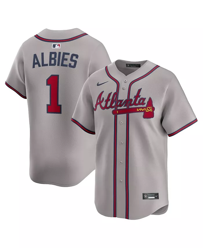 

Мужская серая дорожная лимитированная джерси игрока Ozzie Albies Atlanta Braves Nike