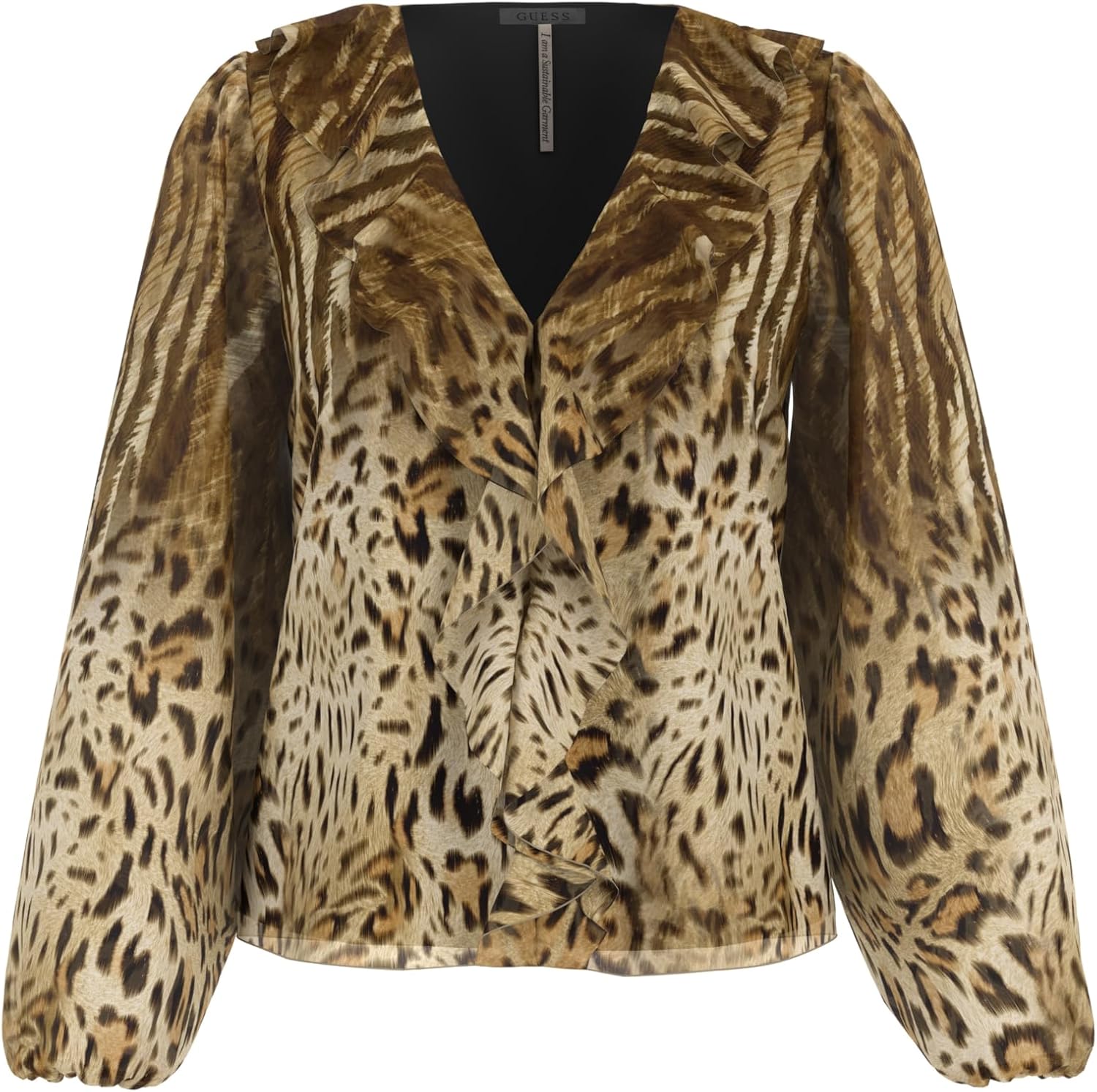 

GUESS Женская рубашка Marcelle с длинным рукавом, Wavy Leopard Print