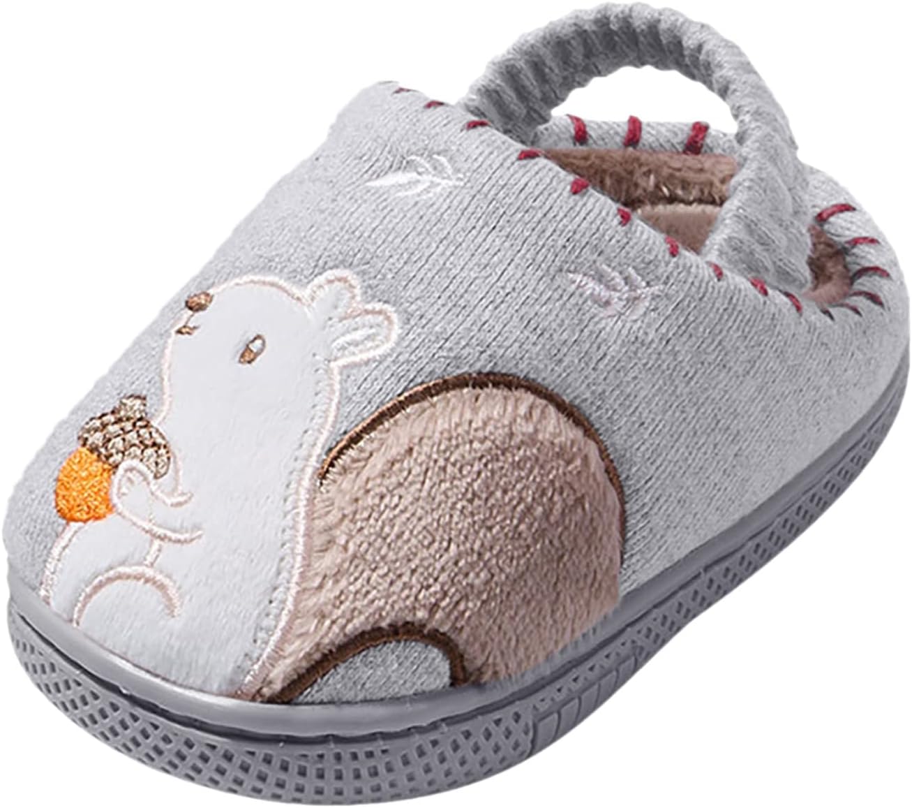 

Домашние тапочки для детей, фланелевые, теплые, для малышей, зимние тапочки с подкладкой, детские тапочки «Белка» Generic, серый