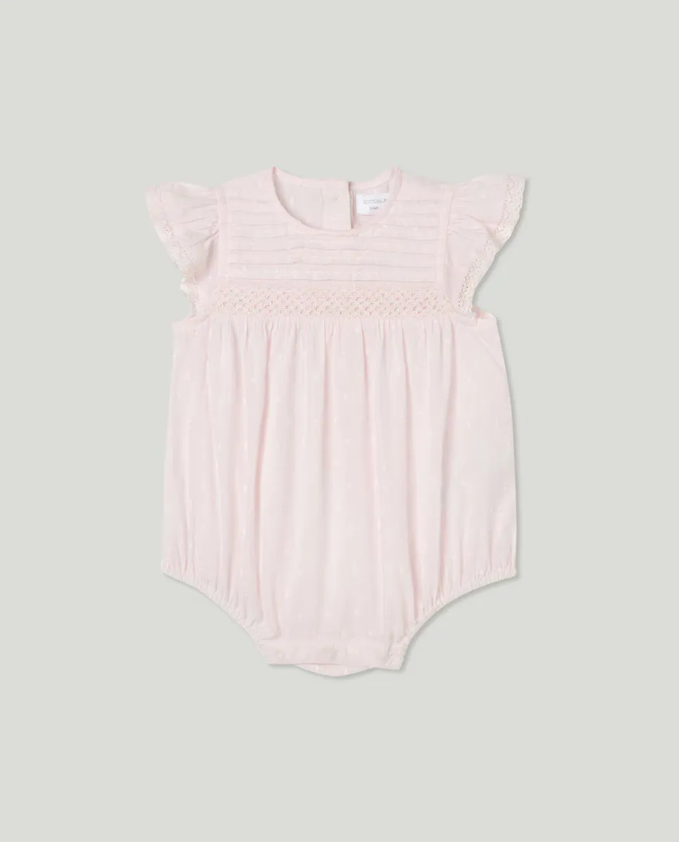 

Короткий комбинезон для девочки Cotton Juice, розовый