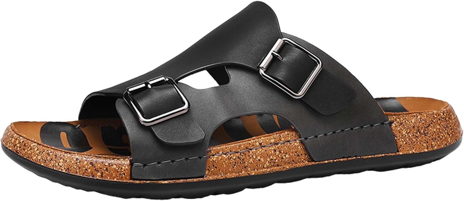 

Мужские повседневные сандалии с узором «елочка», нескользящие и комфортные тапочки для двойного использования Generic, черный