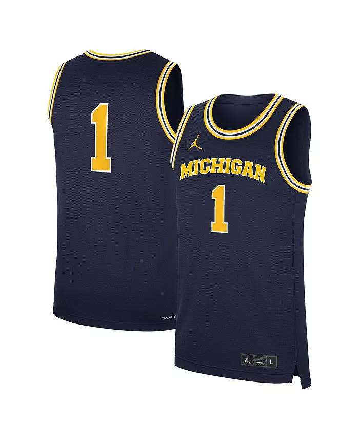 

Мужская темно-синяя баскетбольная майка Michigan Wolverines Road Replica Jordan