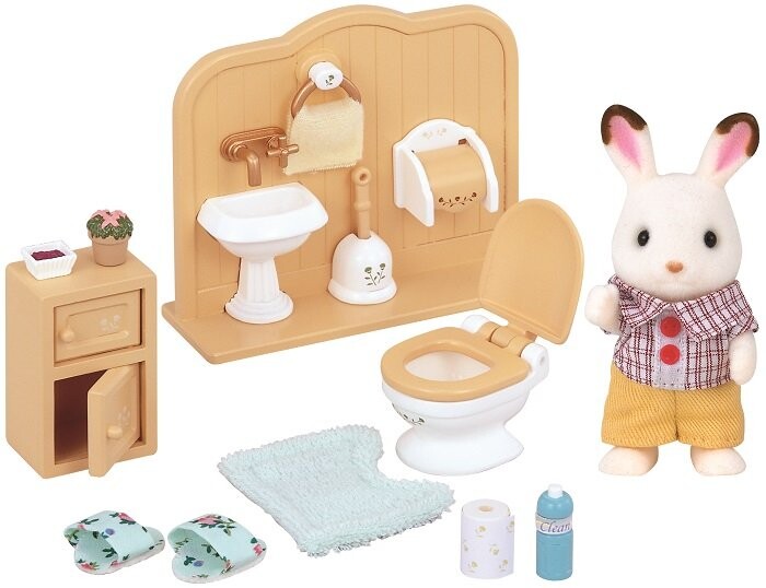 

Sylvanian Families, коллекционные фигурки, набор «Братец кролик» с шоколадными ушками: ванная комната