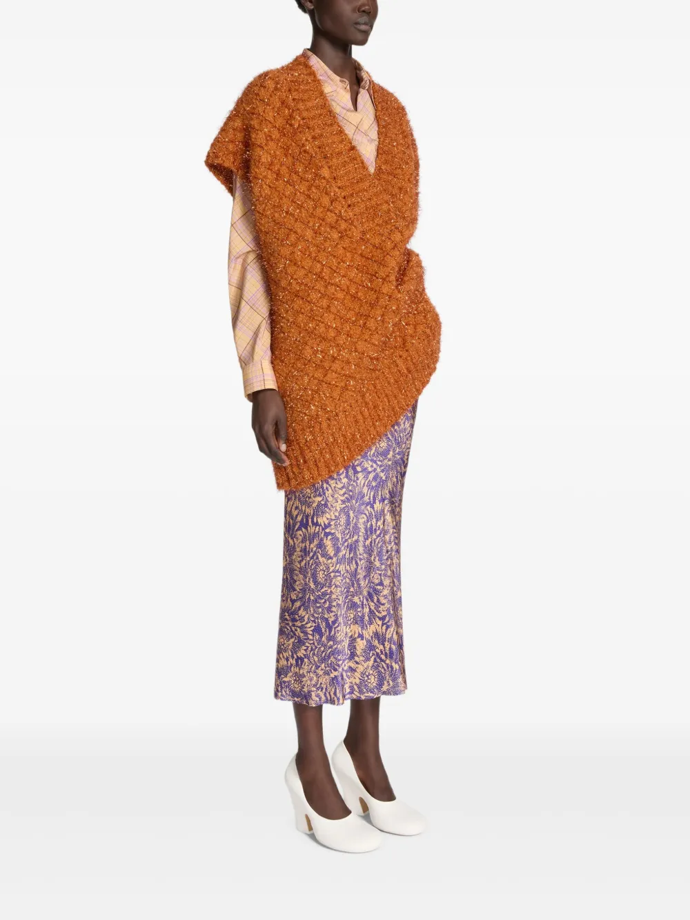 Топ с V-образным вырезом Dries Van Noten, оранжевый — фото 3
