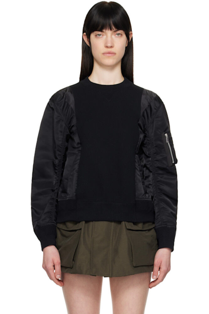 

Черный свитшот из губчатого свитшота и нейлонового твила sacai