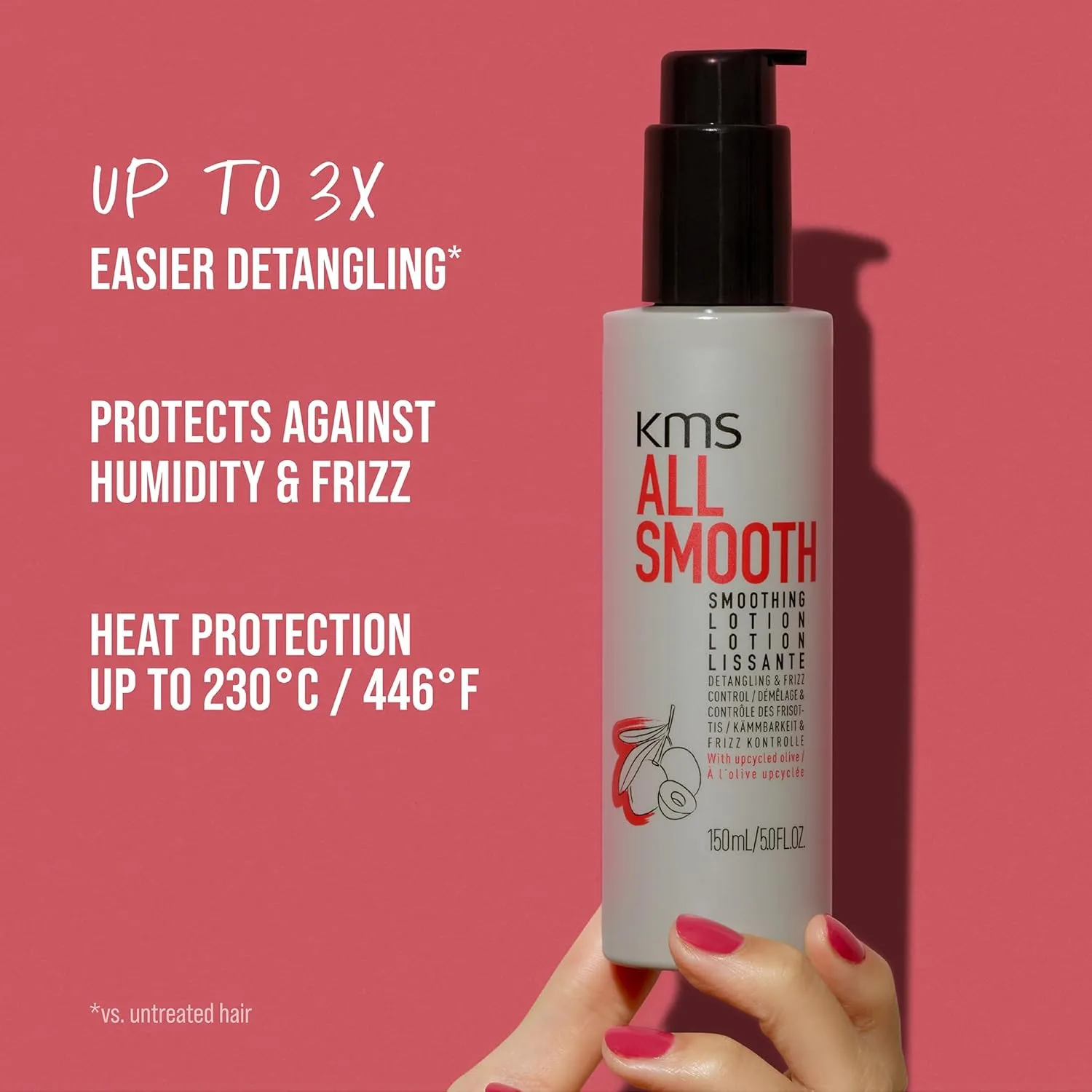 Разглаживающий лосьон AllSmooth, легкий несмываемый кондиционер для тонких и густых волос, 150 мл. Kms, olive — фото 3