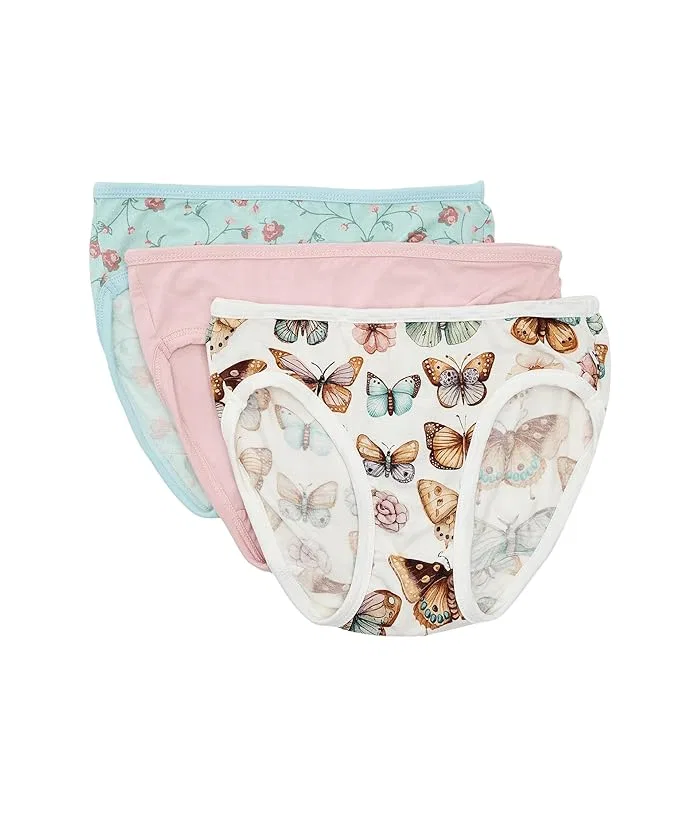 Трусы детские набор 3 шт Print Girl's Kickee Pants Kids Botanical Butterflies Baby Rose & Spring Sky Floral Vines