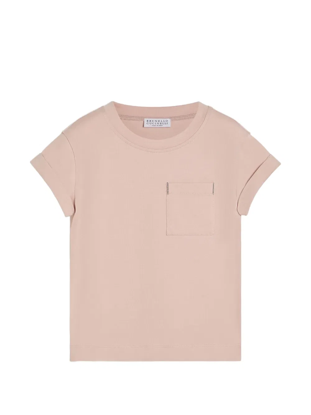 Футболка из хлопкового трикотажа с монолитным рисунком Brunello Cucinelli Kids, розовый