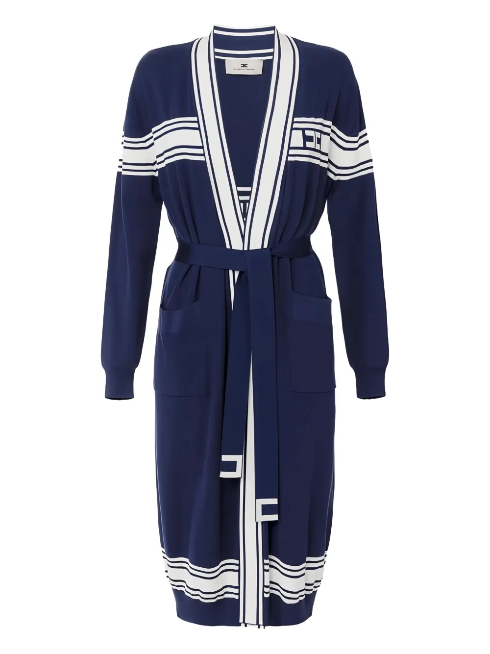 

Полосатый кардиган с поясом Elisabetta Franchi, синий