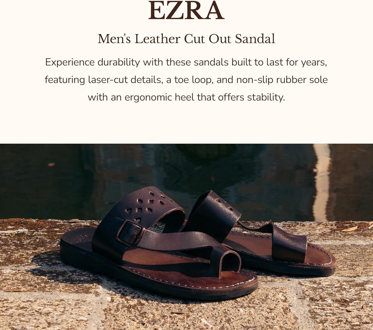 Эзра - Кожаные сандалии с вырезами - Мужские сандалии Jerusalem Sandals, белый — фото 2