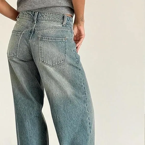 Джинсы свободные, Low Rise Baggy, Lake Blue — фото 4