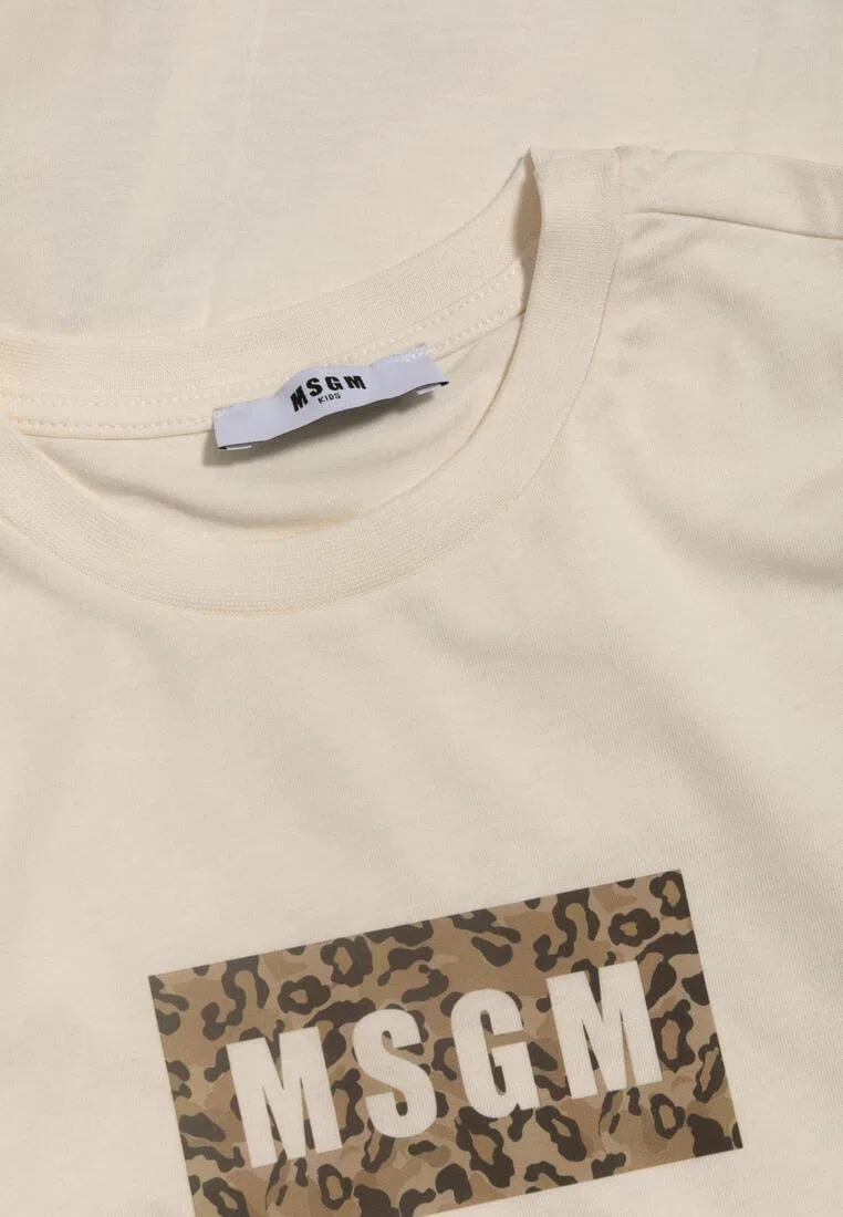 Футболка, хлопок, для детей Msgm, бежевый — фото 3