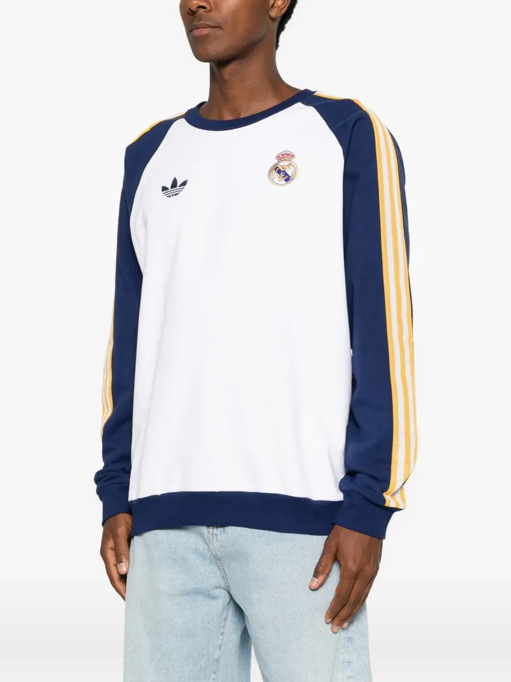 Свитшот Real OG с рукавами реглан в полоску Adidas, белый — фото 3