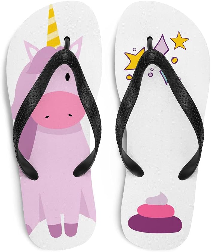 

Вьетнамки с единорогом и его «какашками» - Вьетнамки с единорожьими звездочками для мужчин и женщин для пляжа, бассейна, душа Dressed Up Mule, белый