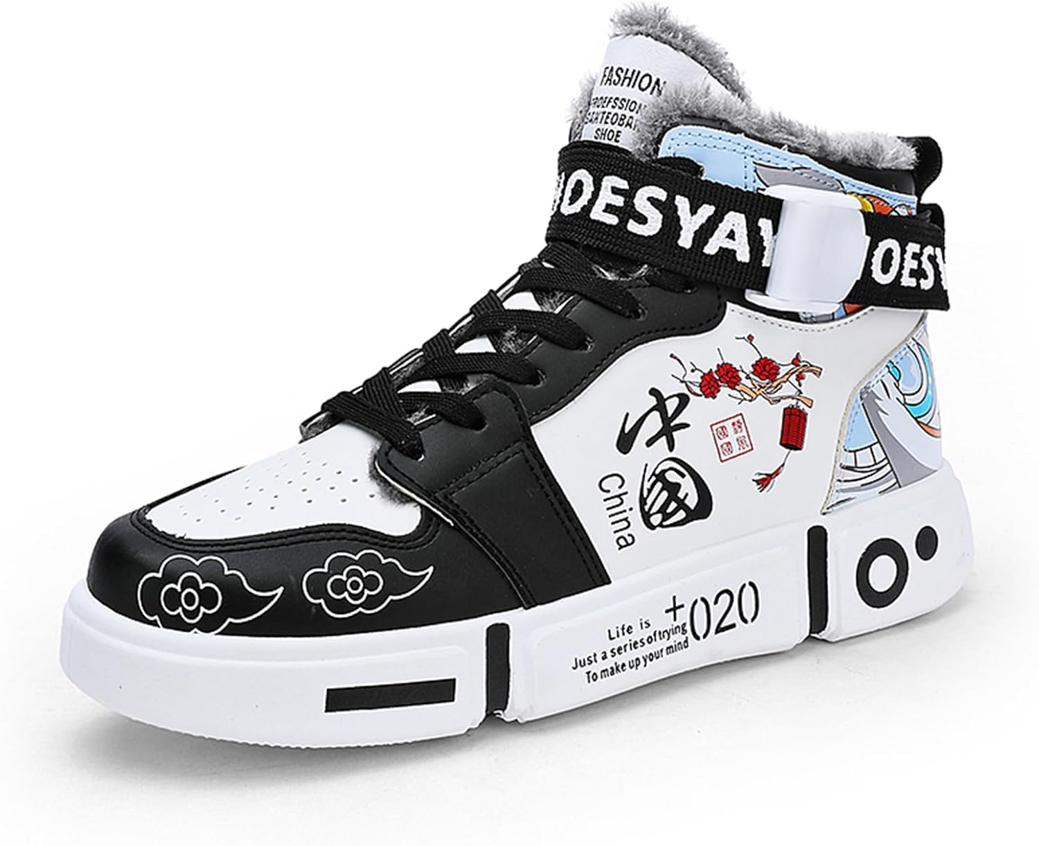 

Мужские модные кроссовки высокие скейт-ботинки стильные кроссовки повседневные прогулочные туфли Spwagym, черный