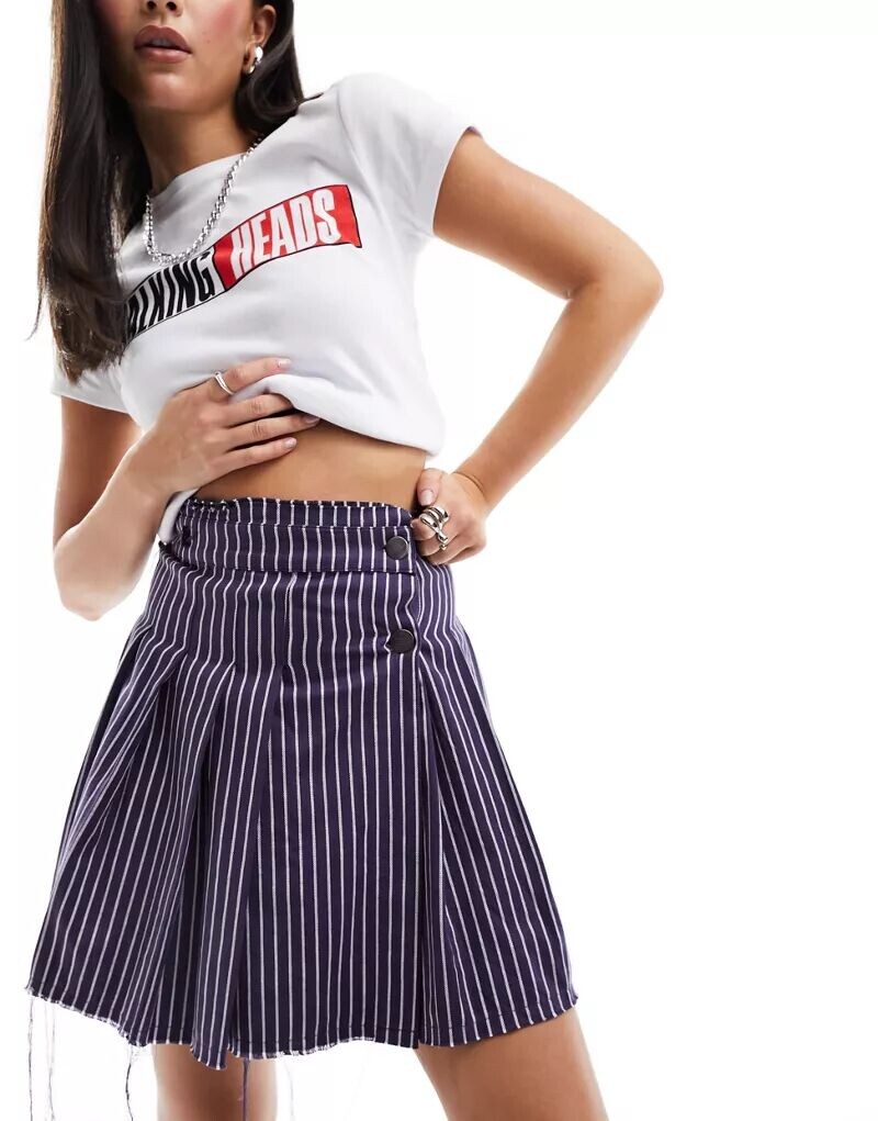 

Мини-килт в полоску Basic Pleasure Mode Craft синего и белого цвета