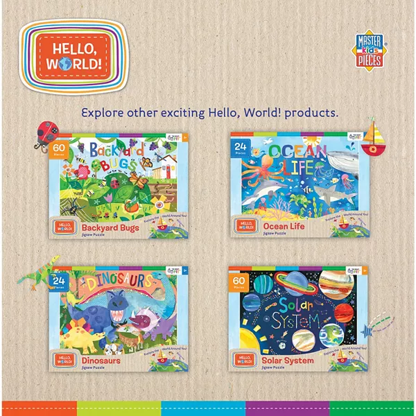 Шедевры! Привет, мир! Набор из 4 пазлов по 100 деталей для детей Masterpieces Puzzles, multicolor — фото 3