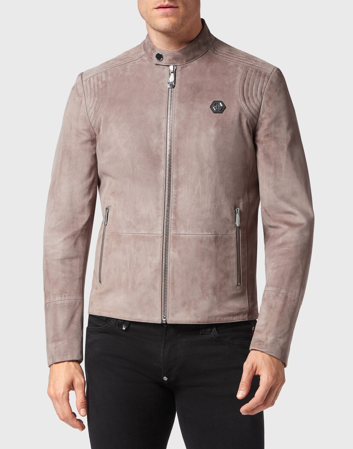 

Замшевая дутая куртка Philipp Plein, серый