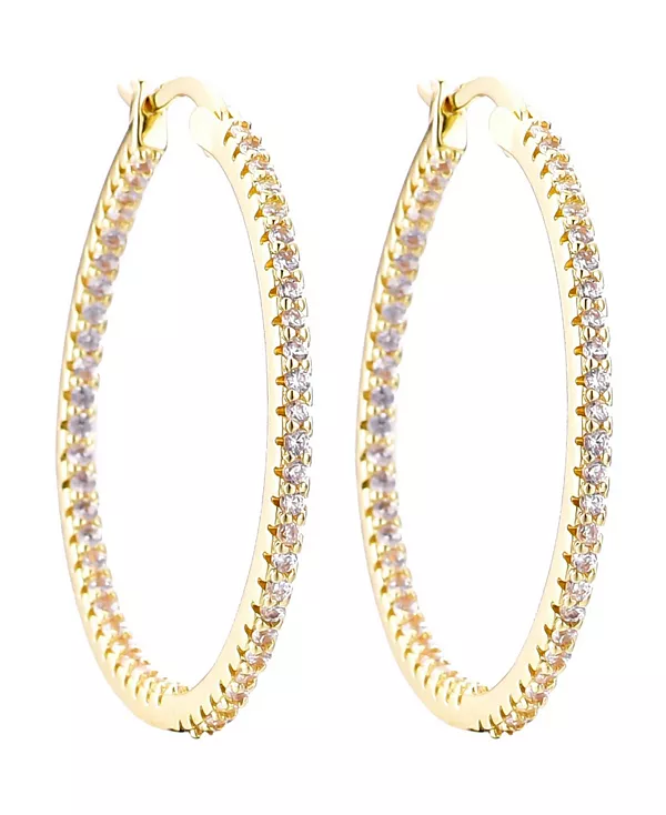 

Золотые серьги-кольца с фианитами в форме бесконечности Adornia, gold