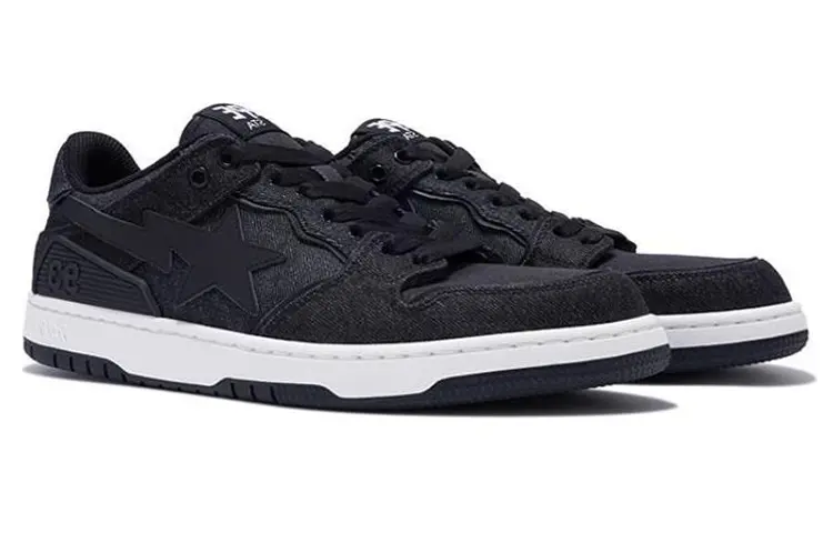 Кроссовки A BATHING APE SK8 Skateboarding Shoes Women's Low-top Black, черный — фото 4