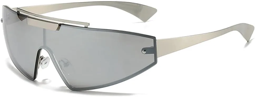 

Мужские солнцезащитные очки ретро "кошачий глаз", цельные, градиентное зеркальное покрытие, UV400; женские спортивные солнцезащитные очки панк, Silver Mirror