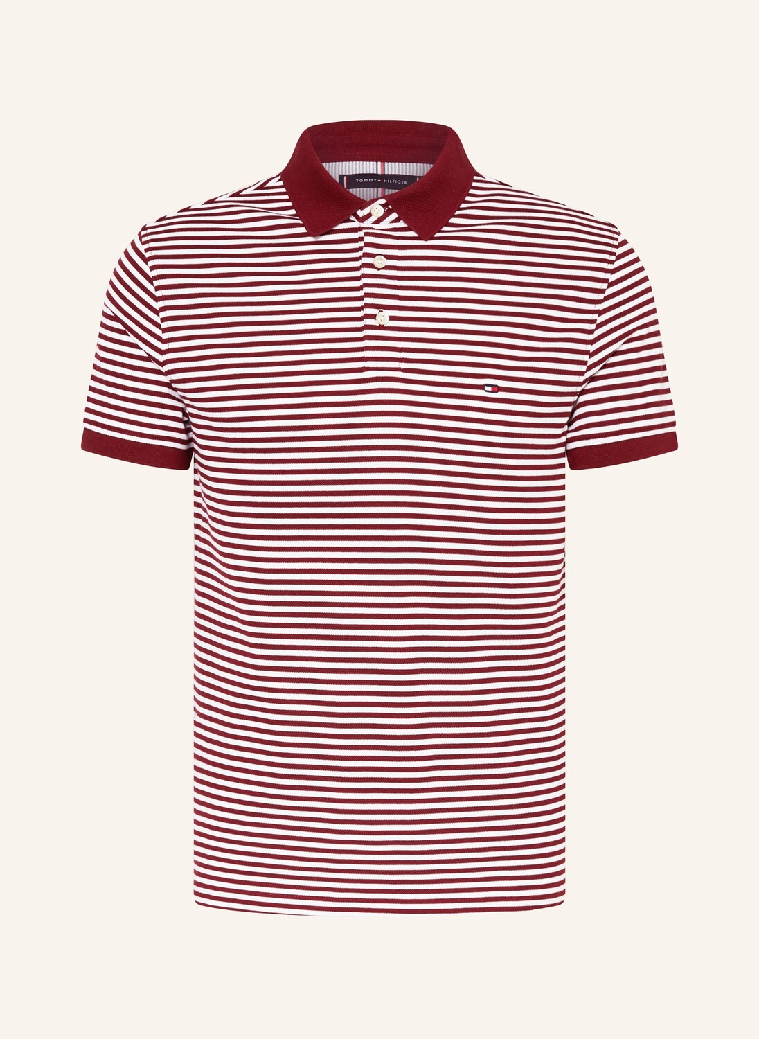 

Рубашка-поло узкого кроя из пике TOMMY HILFIGER, цвет DUNKELROT/WEISS