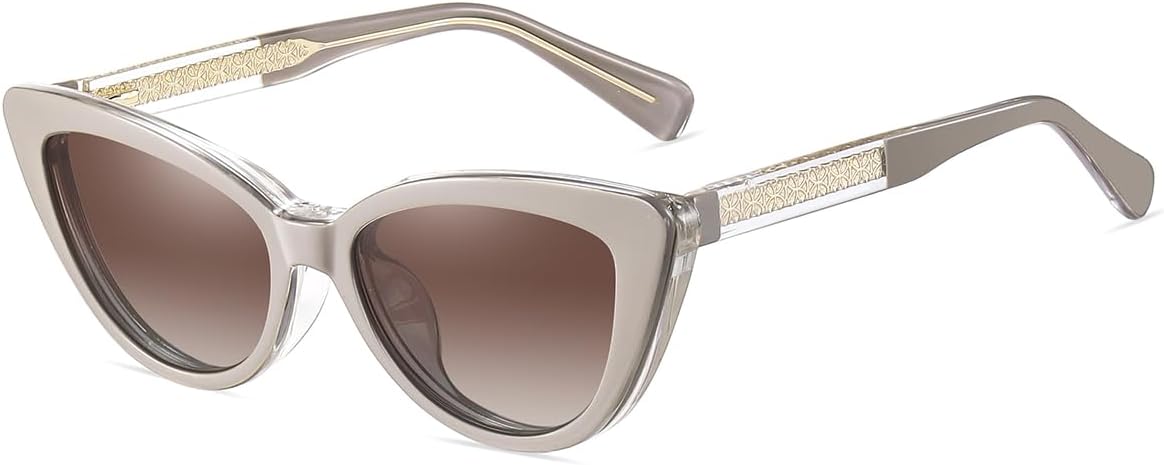 

Женские поляризованные солнцезащитные очки с зажимом, оправа Tr90, толстая магнитная застежка, защита от синего света, модель «кошачий глаз» weiyuchen, Khaki With Brown