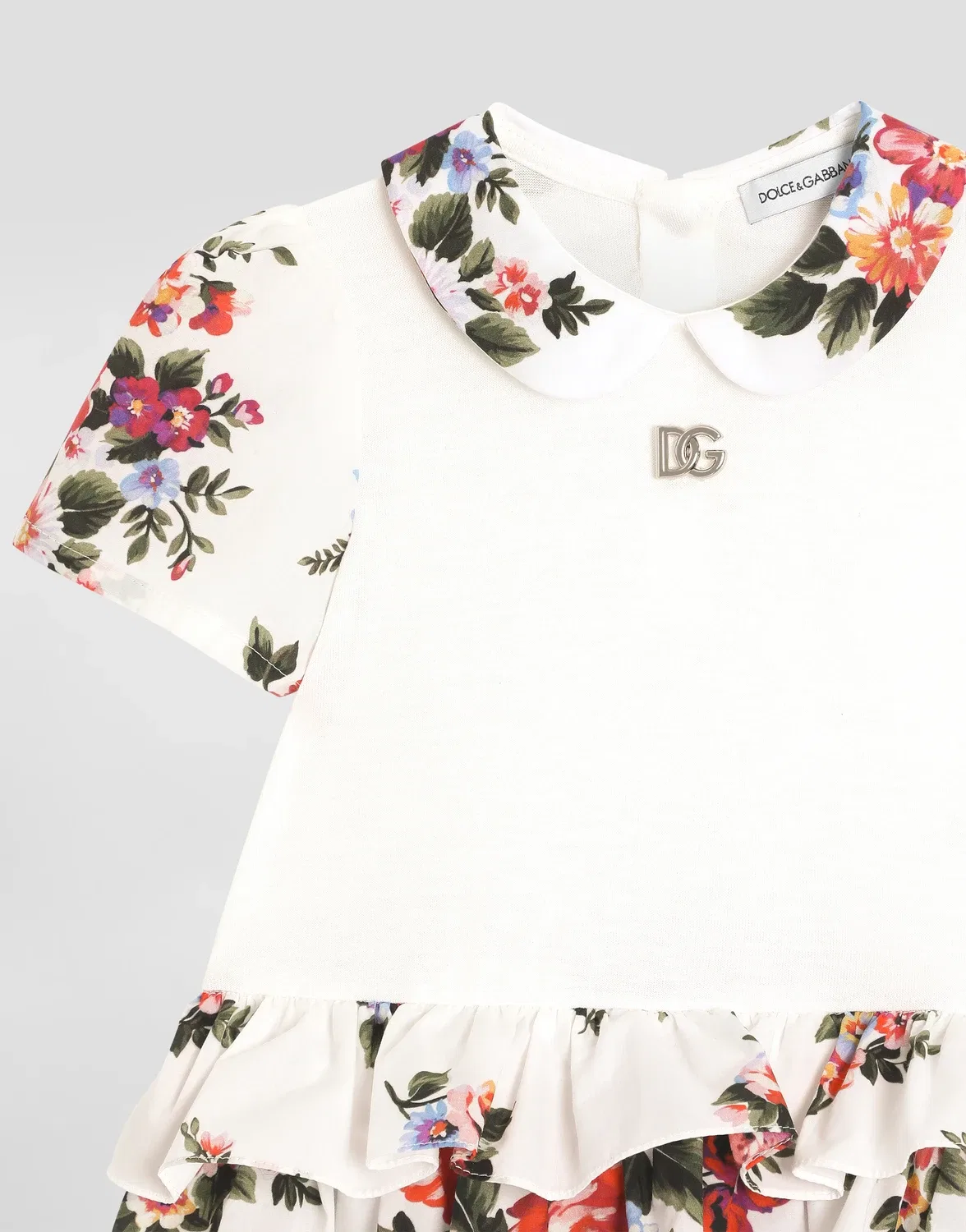 Комбинезон из трикотажа и поплина с принтом в виде цветочного букета Dolce & Gabbana, мультиколор — фото 3