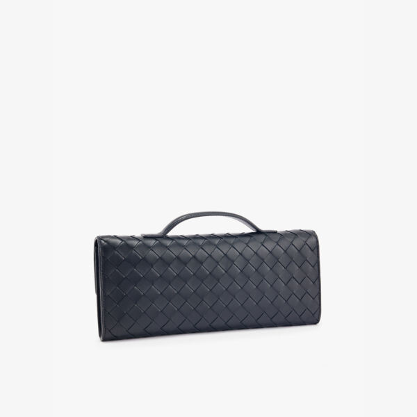 Длинный кожаный клатч Andiamo с узором интреччато Bottega Veneta, черный — фото 4