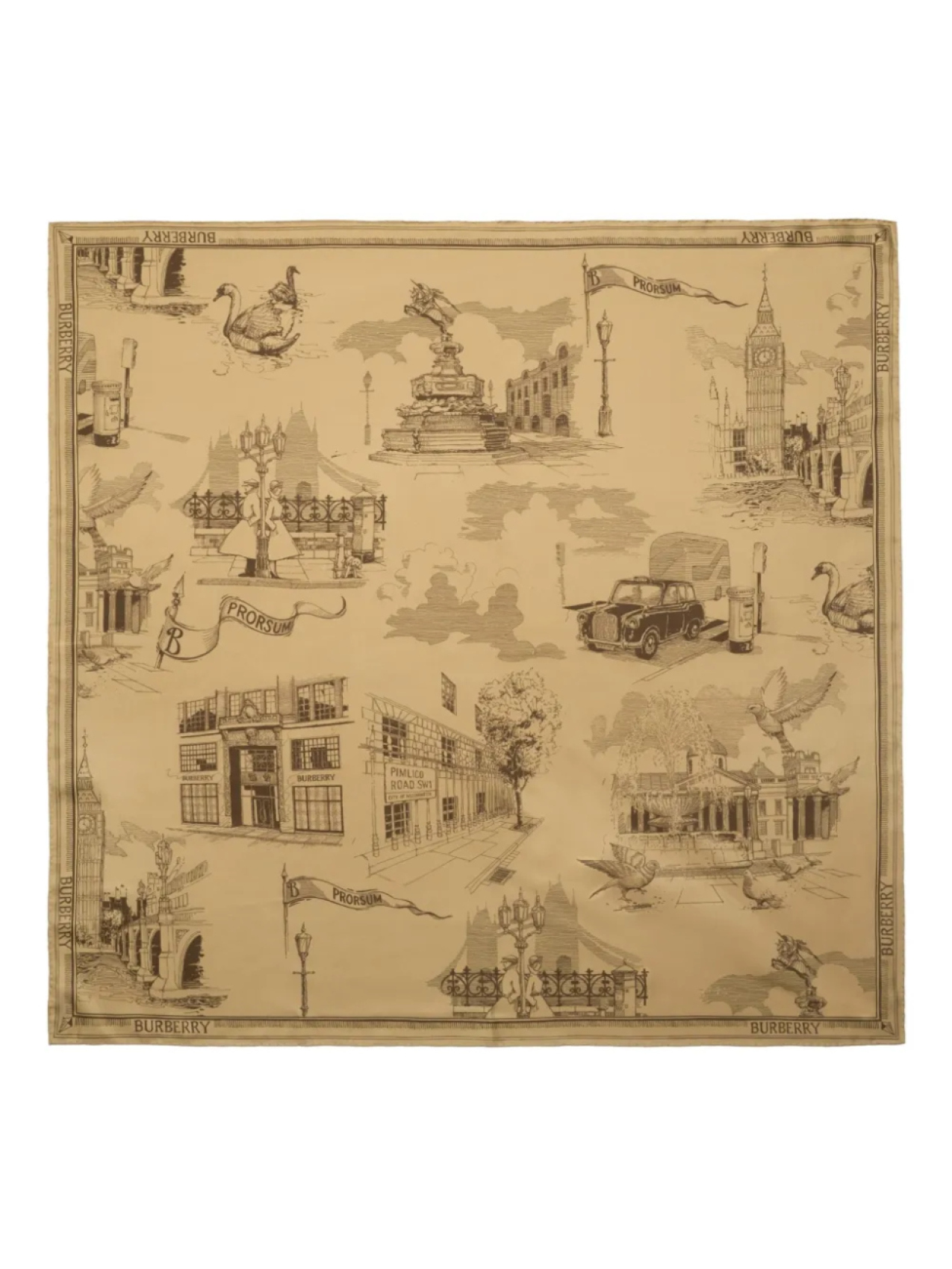 

Шарф Burberry London Landmarks, нейтральный