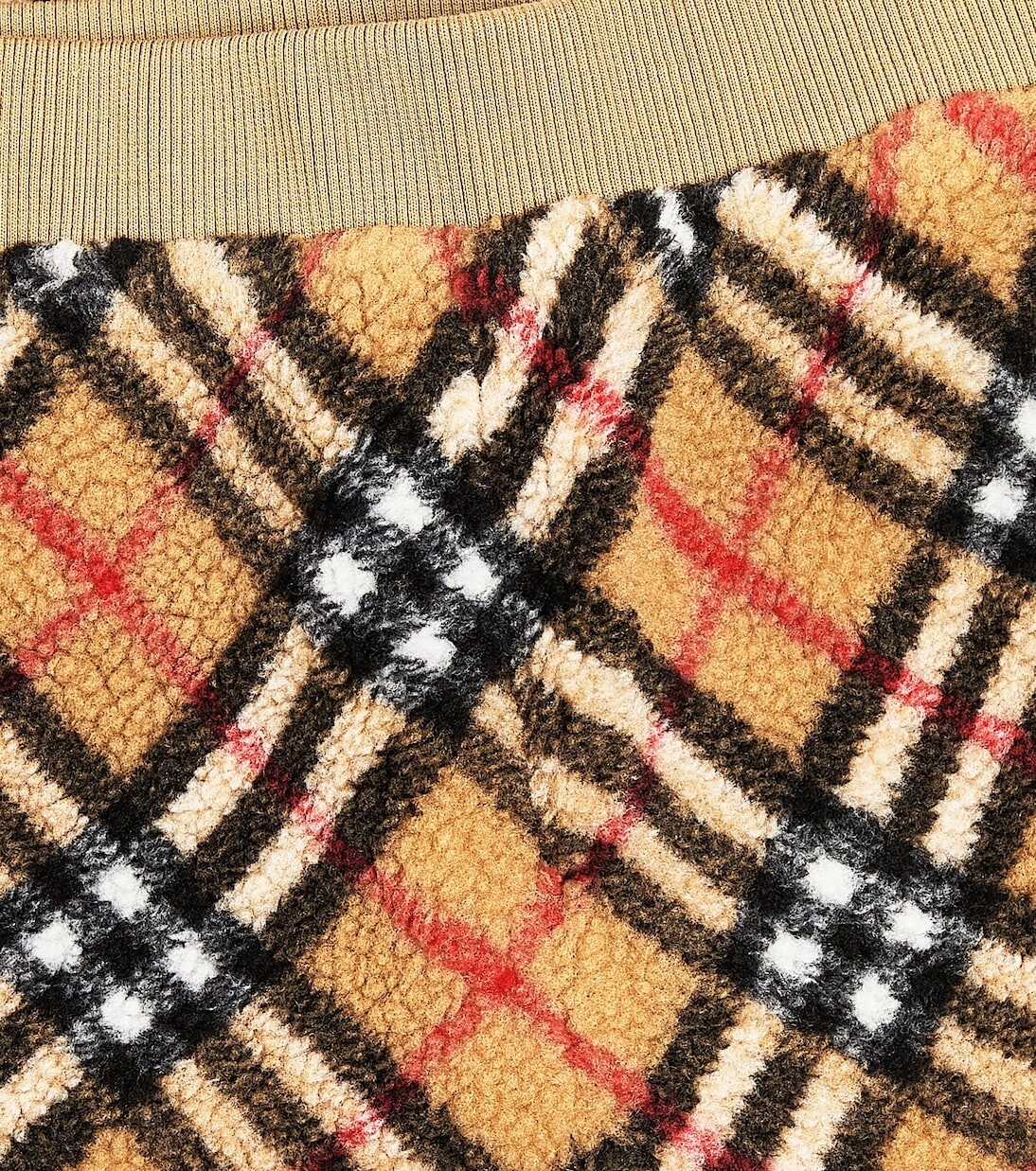 Флисовые спортивные брюки в клетку burberry Burberry Kids, бежевый — фото 3
