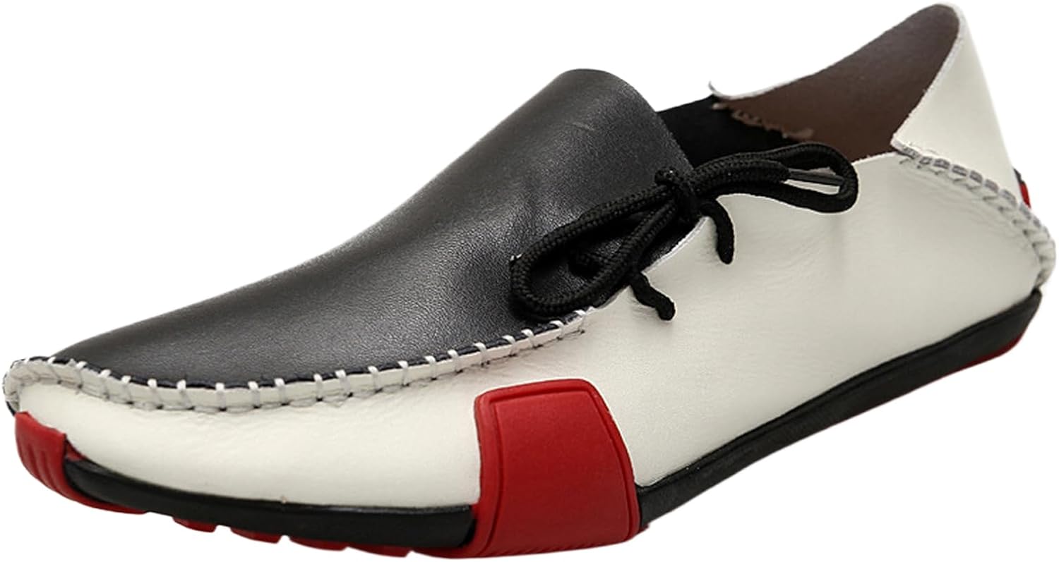 

Мужские кожаные лоферы на шнуровке с плоской подошвой, классический круглый носок, мягкая подошва, противоскользящие, слипоны, прогулок на улице, офисные мокасины, лодочные туфли Fifilapin, белый