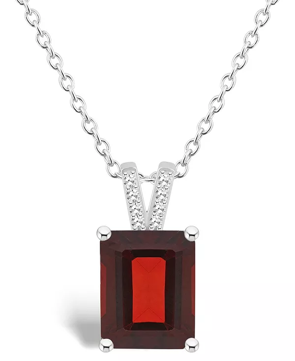 

Женское ожерелье с подвеской из граната (4 карата) и бриллианта, стерлинговое серебро Macy'S, garnet