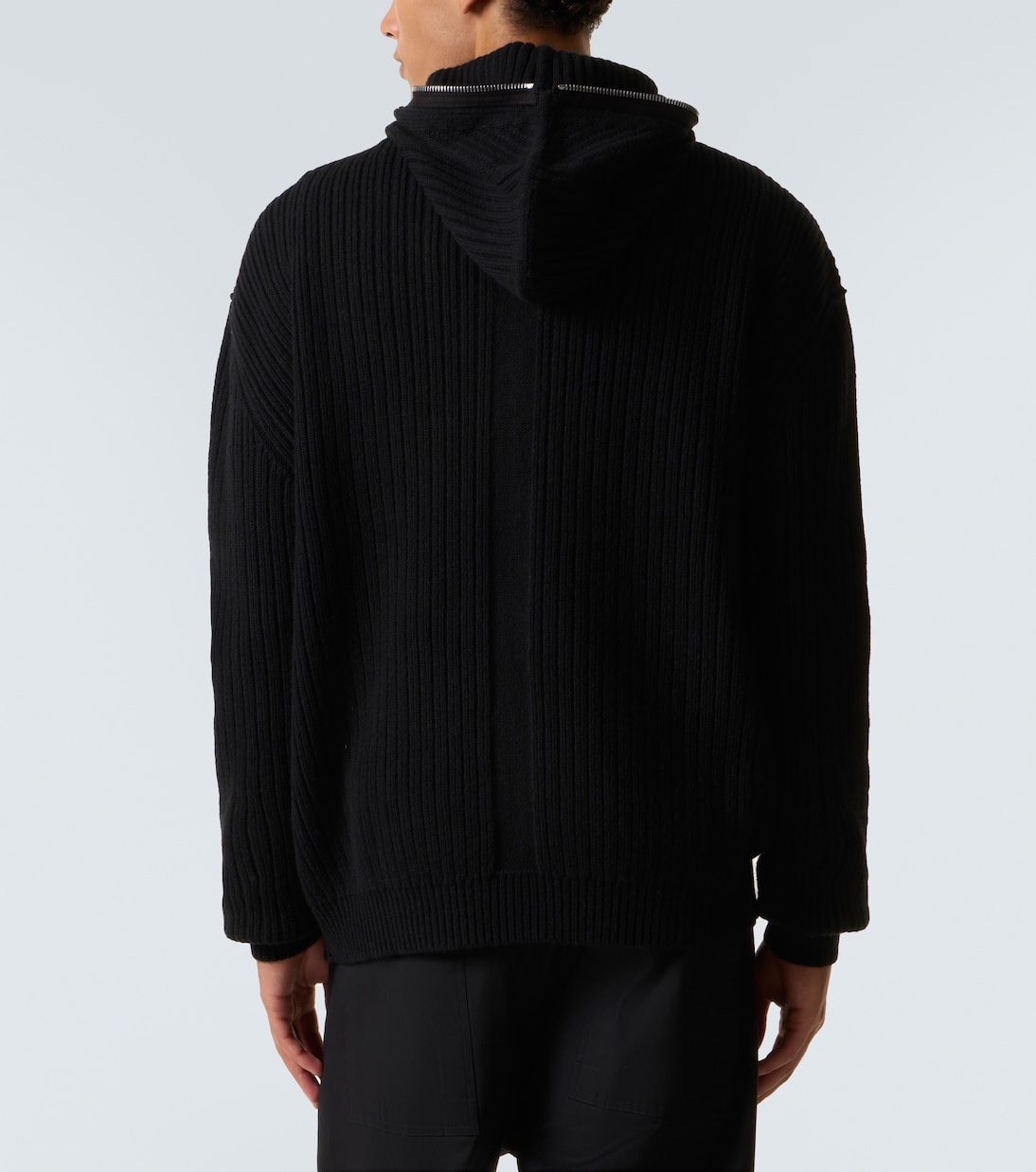 Свитер из натуральной шерсти ребристой вязки на молнии Rick Owens, черный — фото 4