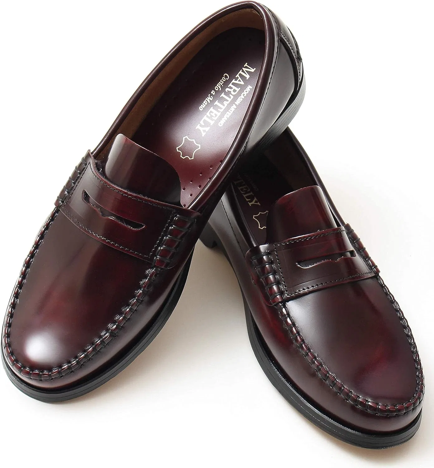 Лоферы Castellanos Artesanos с кожаной подошвой, ручная работа, Испания Marttely, Bordeaux Dark Red — фото 3