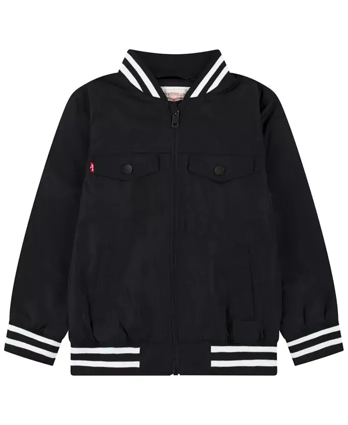 

Бомбер для мальчиков 4-7 лет с блестящей подкладкой из сетки Levi'S, черный
