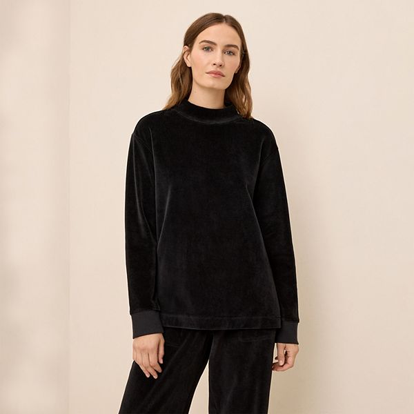 

Хлопковый велюровый свитер с высоким воротником Pact, Black