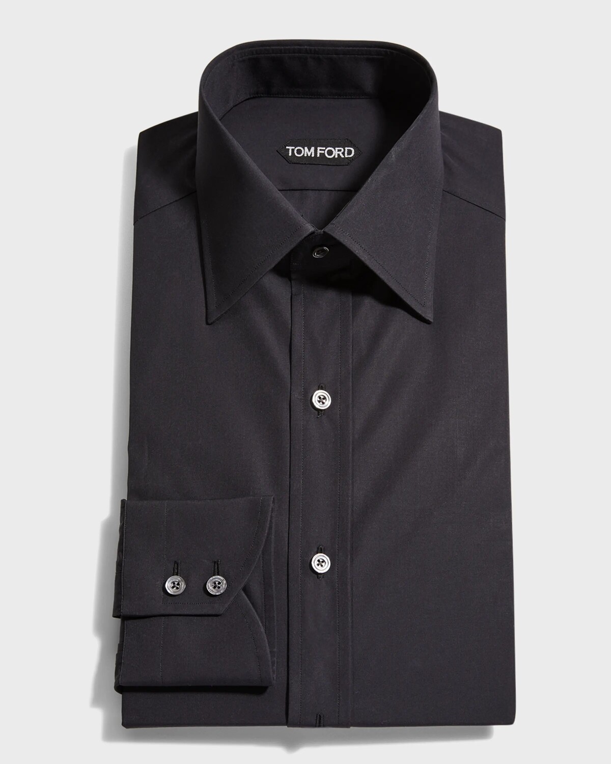 

Мужская классическая рубашка из однотонного хлопка TOM FORD, цвет Black Solid